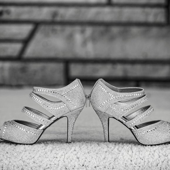 Sparkling Strappy Silver Heels - Picture 2 of 16